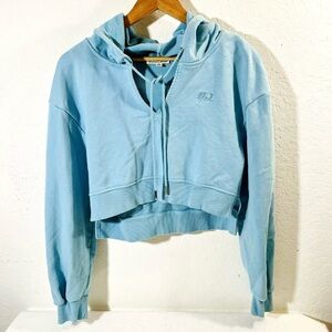 For Love & Lemons XS Pastel Blue Harper Cropped Hoodie*